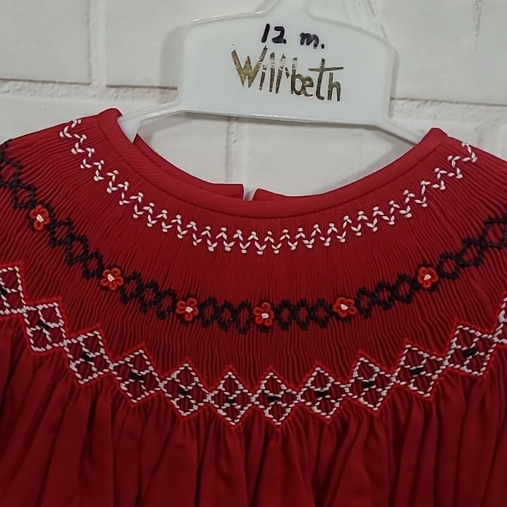 NWT Will ' Beth red smocked bishop style dress - Picture 4 of 4